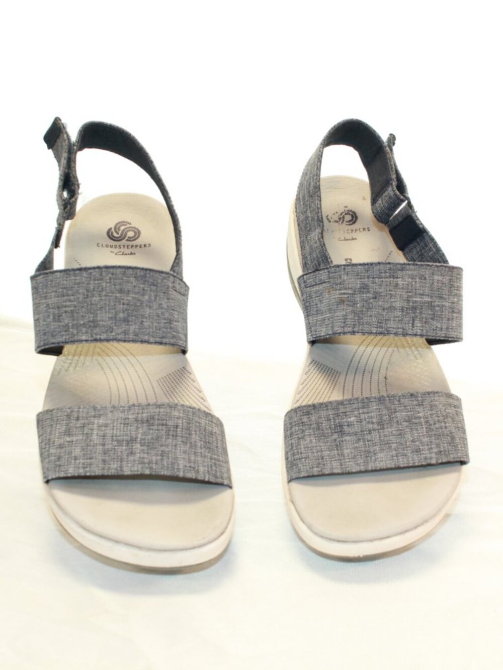 Clarks Cloudsteppers SZ 9M Navy Blue White Slingback Arla Stroll Comfort Sandals